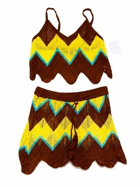 NWT Almost Famous Crochet Cami & Skirt Set- XL Boho Beach Vacation Festival